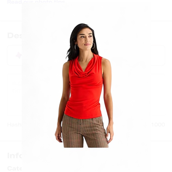 Worthington Woman Tops - Vibrant Red Draped Sleeveless Top